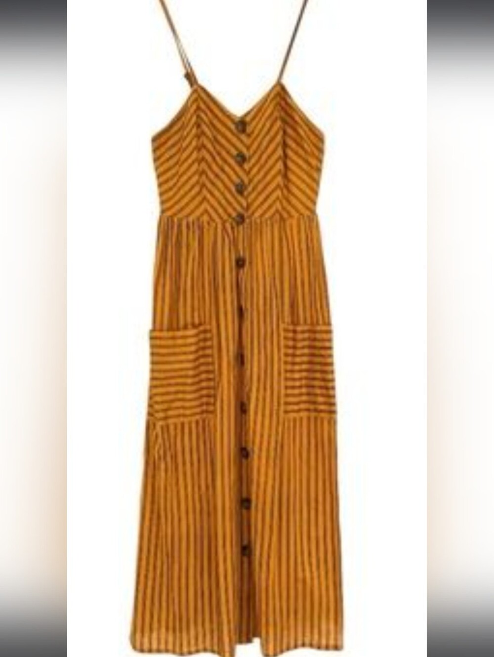 Japna Striped Pinafore Smock Button-Front dress Size Small